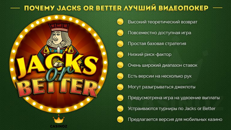 достоинства видеопокера Jacks or Better