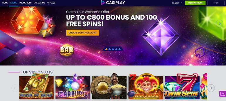 Вступительный бонус до £100 + 100 фриспинов в Casiplay