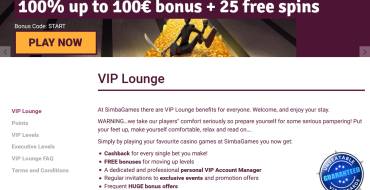 Simba Games casino: VIP программа