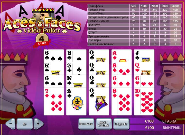 Слот 4 Line Aces and Faces играть бесплатно