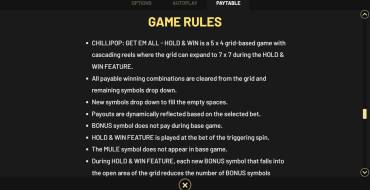 Chillipop: Get Em All — Hold&Win: Правила