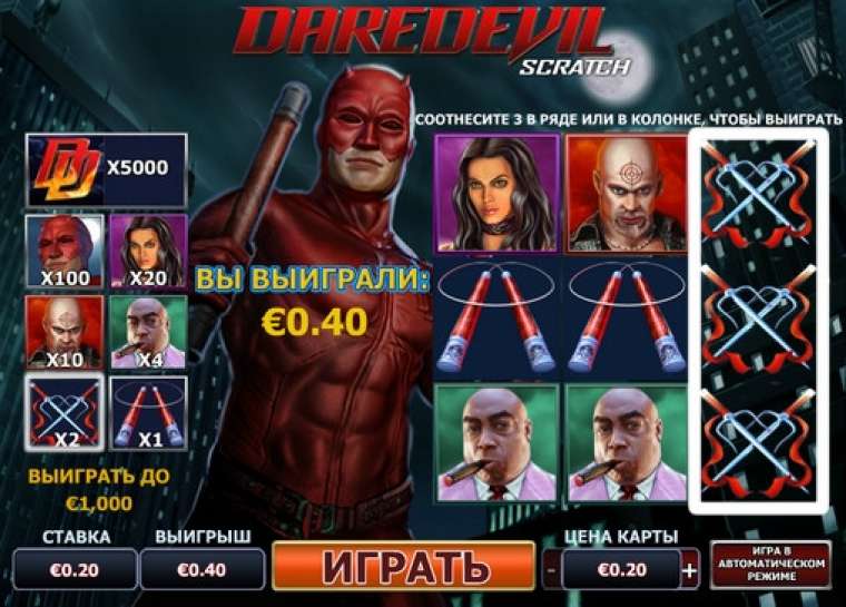 Видео покер Daredevil Scratch демо-игра