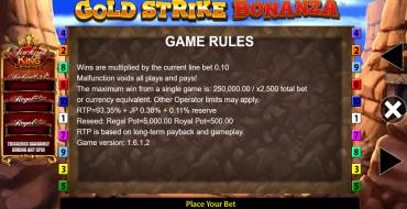 Gold Strike Bonanza Jackpot King: Правила