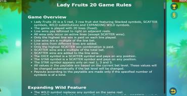 Lady Fruits 20: Правила