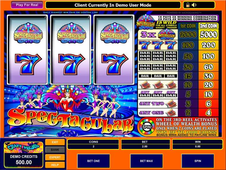 Видео покер Spectacular Slots демо-игра